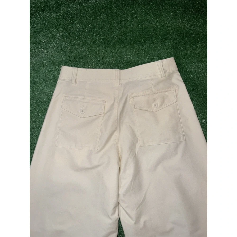 Uniqlo Unisex Barrel Leg Pants High Waist Cream Medium 30in Waist - Picture 6 of 6